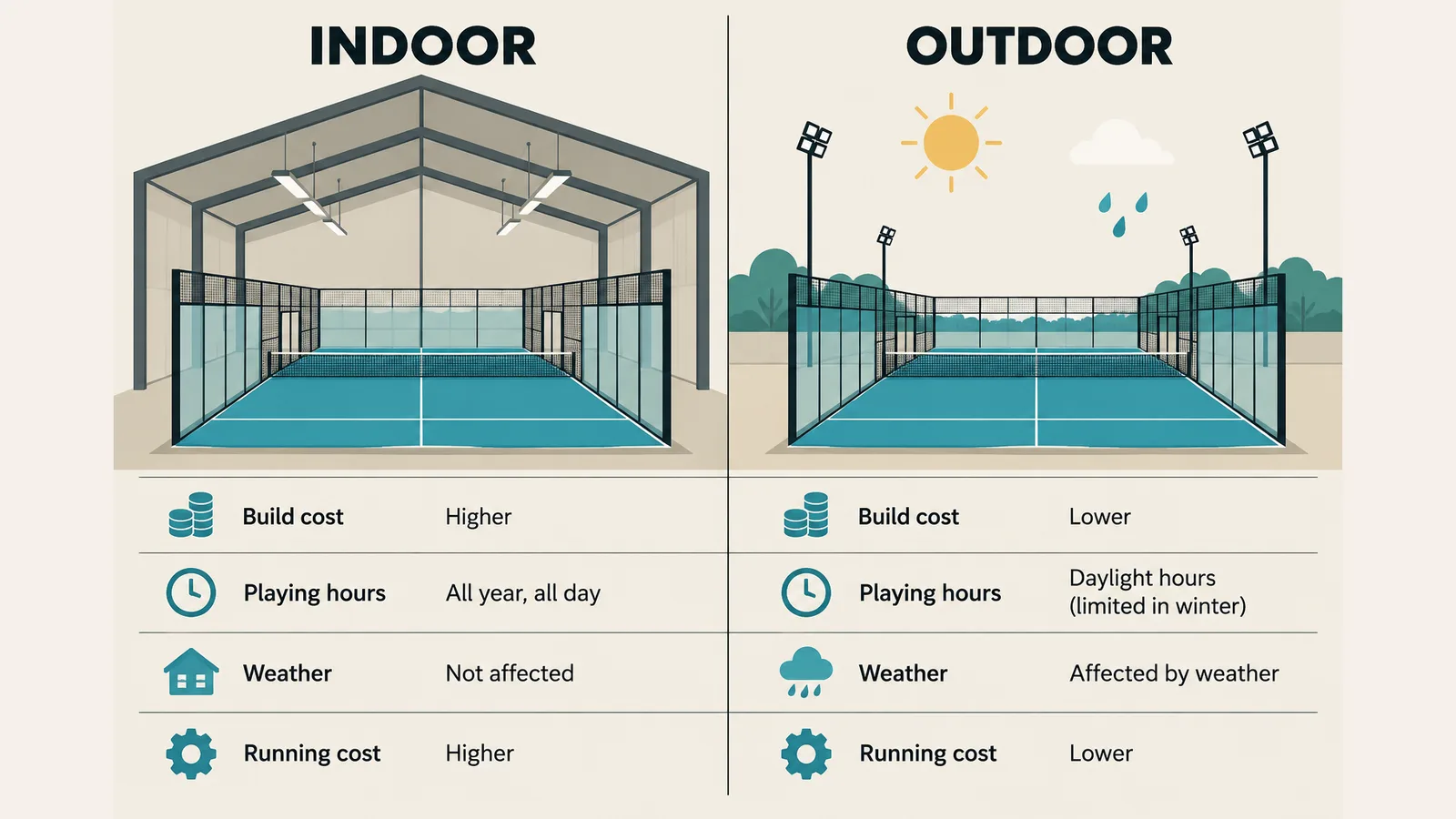Preview of the article: Indoor vs Outdoor Padel Courts: Which Is the Better Investment?