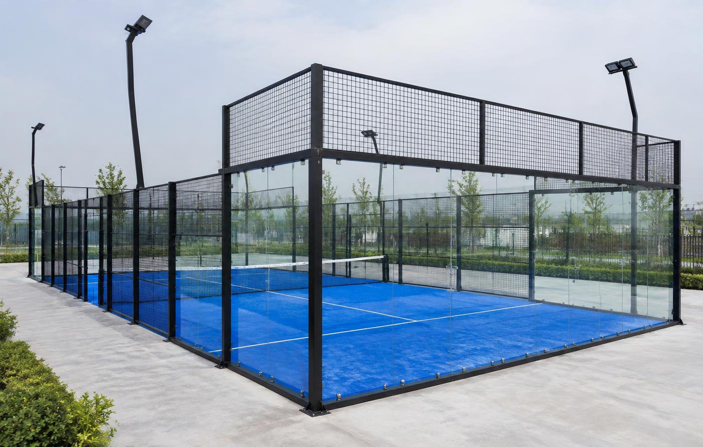 Representative compact singles padel court from Chinese manufacture